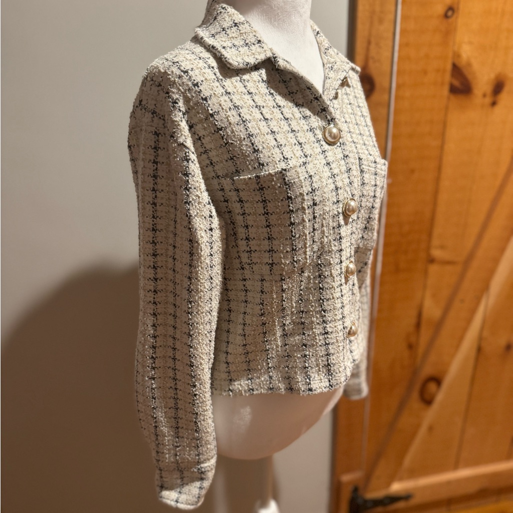 Miss Selfridge Women's Cream Tweed Jacket, Size 6